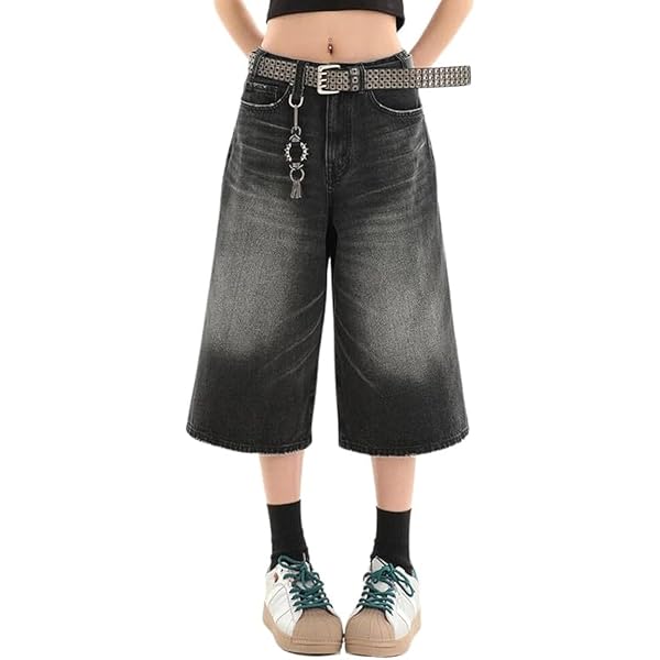 Y2k Baggy Jean Shorts Jorts Women Y2k Hip Hop Shorts Skater Jeans